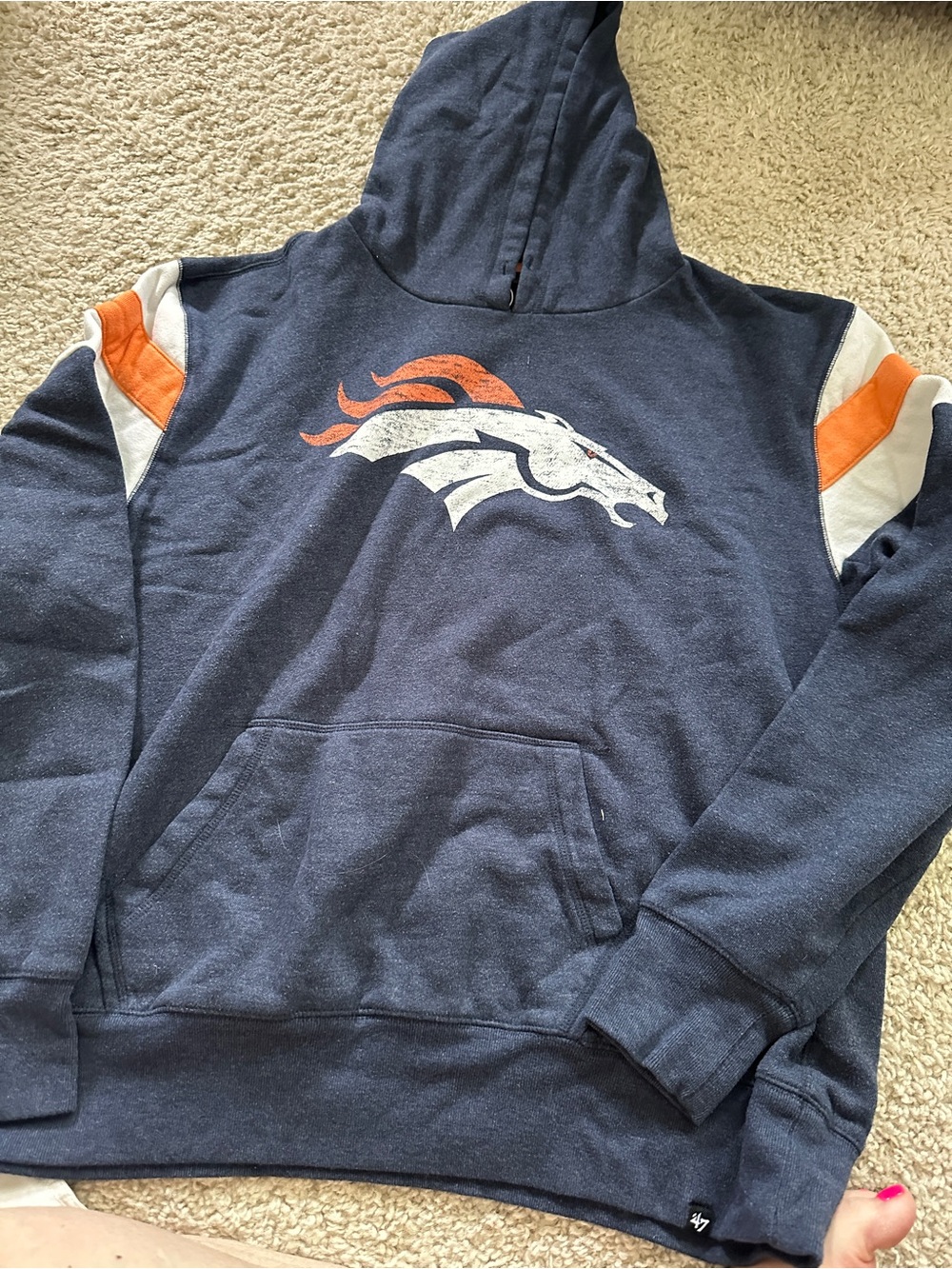 '47 Navy Hoodie with Orange & White Accents